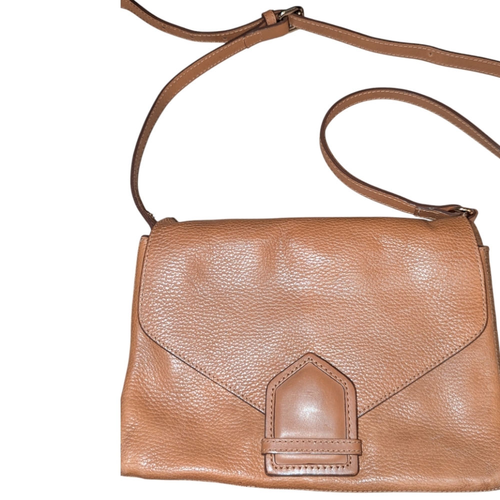 Massimo Dutti crossbody leather envelope bag, light brown